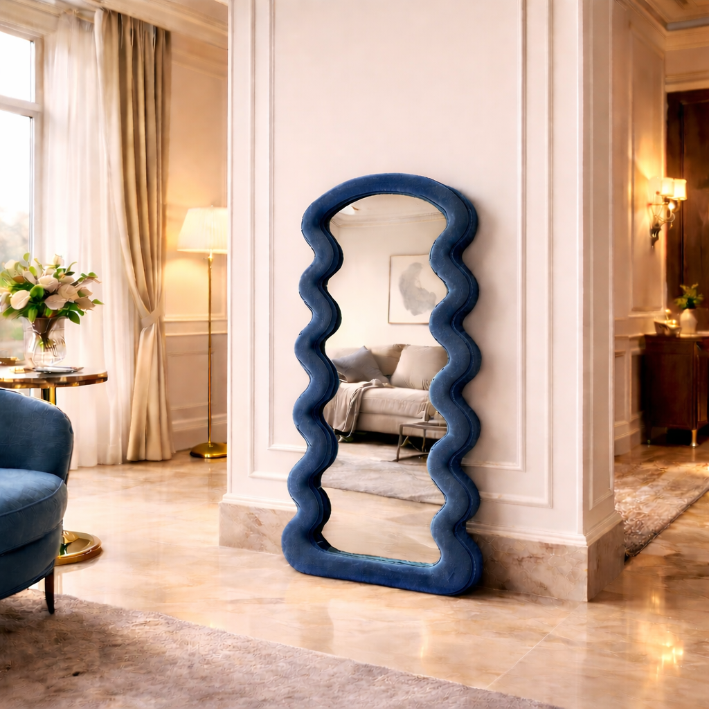LuxeVel Full-Length Velvet Floor Mirror – Elegant Statement Mirror to Elevate Bedroom & Living Room Décor