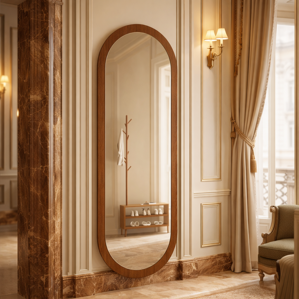 RetroWood Full-Length Decorative Mirror – Vintage Hanging & Floor Style | Enhance Space with Classic Warmth