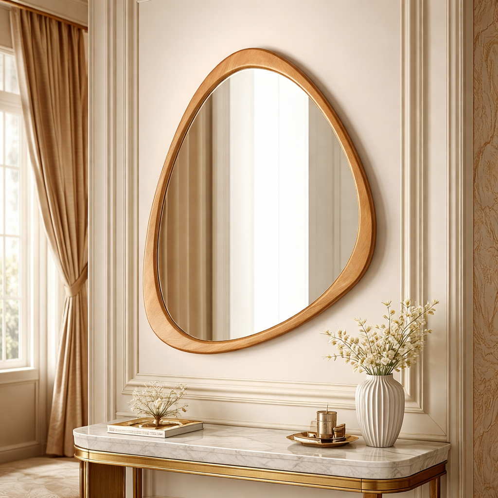 Custom Contemporary Wooden Wall Mirror – Modern Decorative Accent to Brighten & Enlarge Your Space