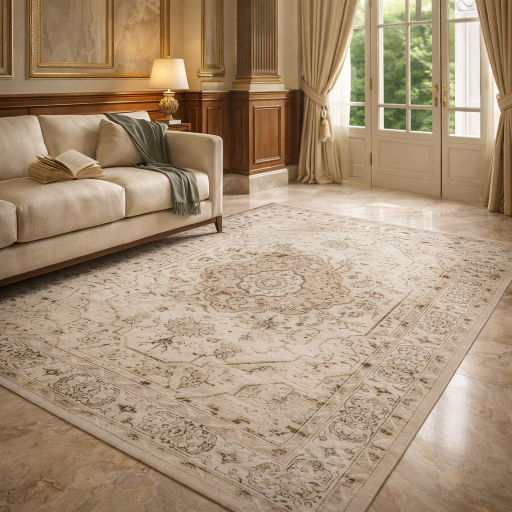 Vintage Flower Pattern Folding Retro Pad Area Rug – Anti-Slip Large Floral Floor Mat for Living Room, Bedroom, Outdoor Use