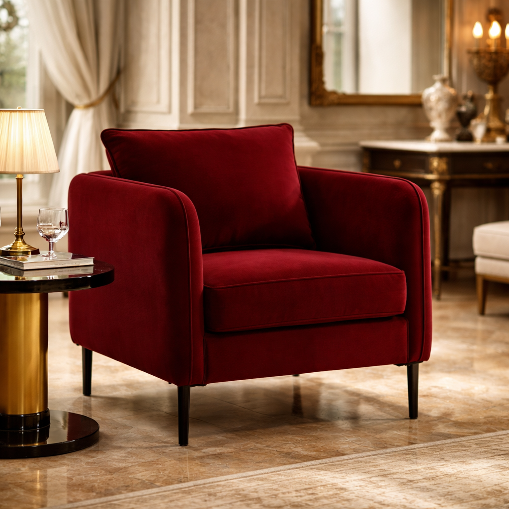 Velvet Accent Armchair 24.8” Wide – Modern Comfy Lounge Chair