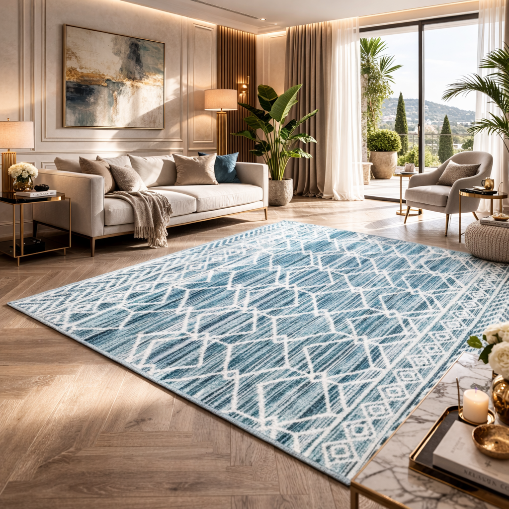 Geometric Folding Area Rug Lightweight Anti-Slip Carpet for Living Room – Stylish Home Comfort