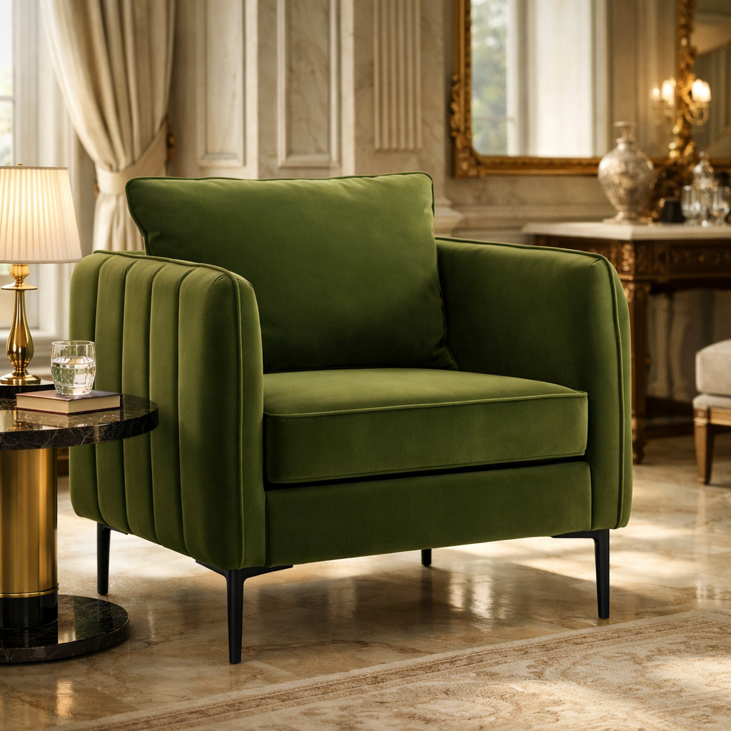 Velvet Accent Armchair 24.8” Wide – Modern Comfy Lounge Chair