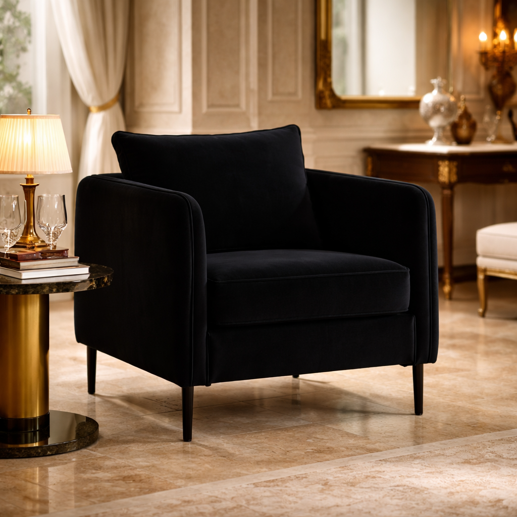 Velvet Accent Armchair 24.8” Wide – Modern Comfy Lounge Chair