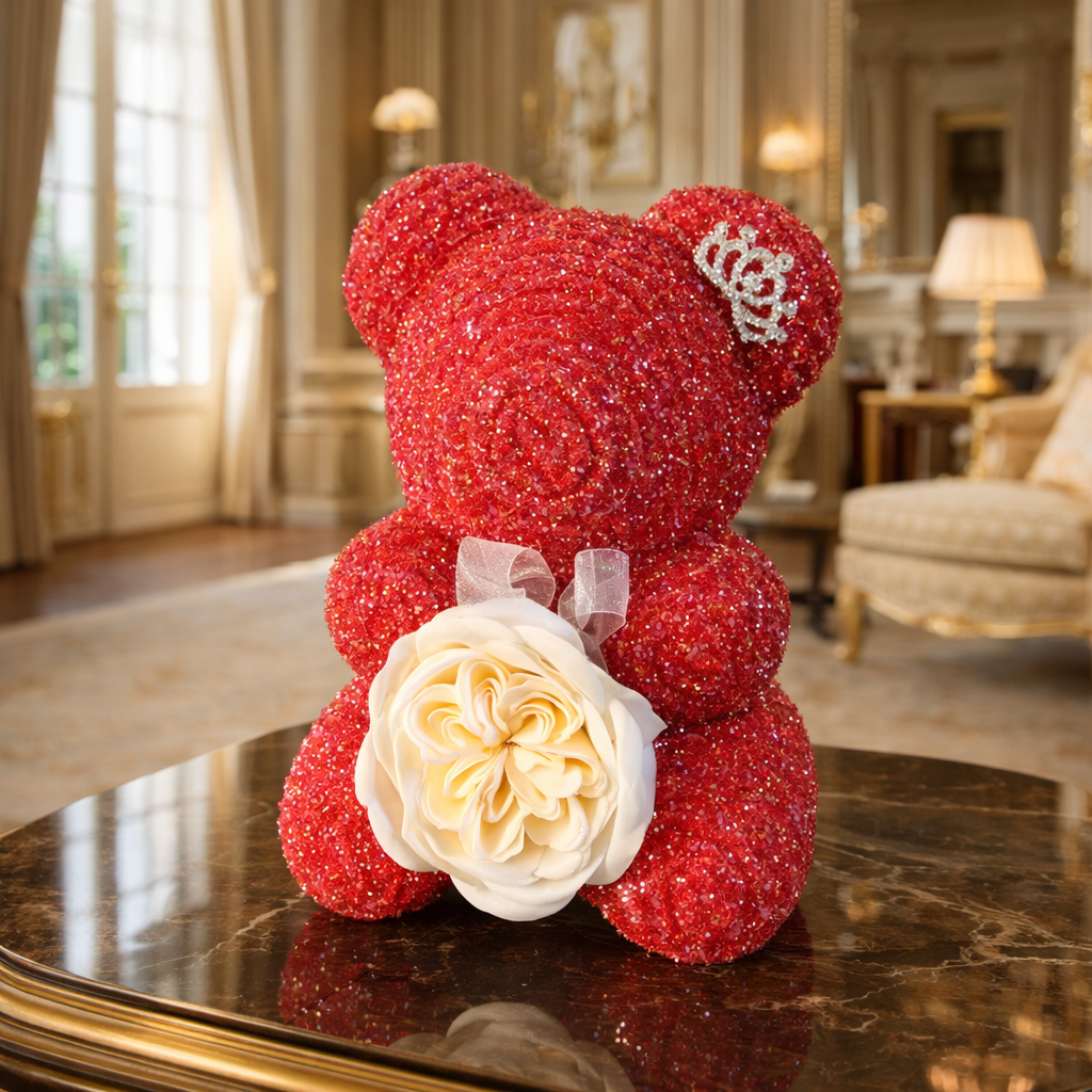 Luxury Diamond Rose Teddy Bear Gift – Sparkling Keepsake for Valentine’s & Special Moments