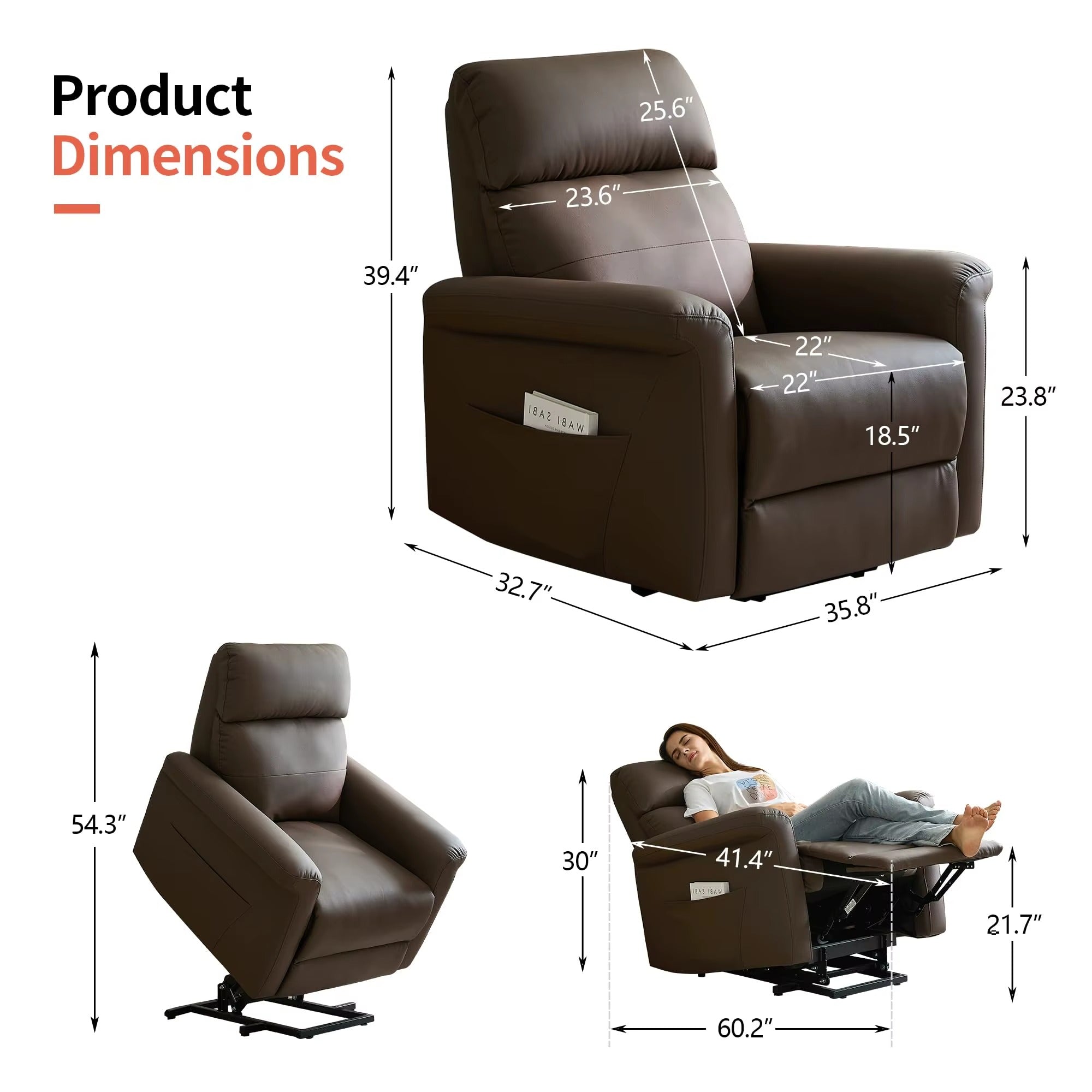 Power Lift Recliner Chair - Heat & Massage 160° Lay Flat Electric